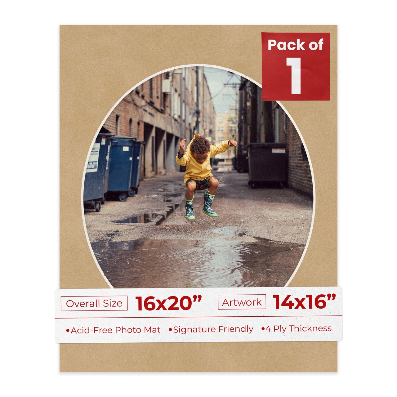 Beige Suede Mat Board for 16x20 Frames - Oval Opening for 14x16 Photos